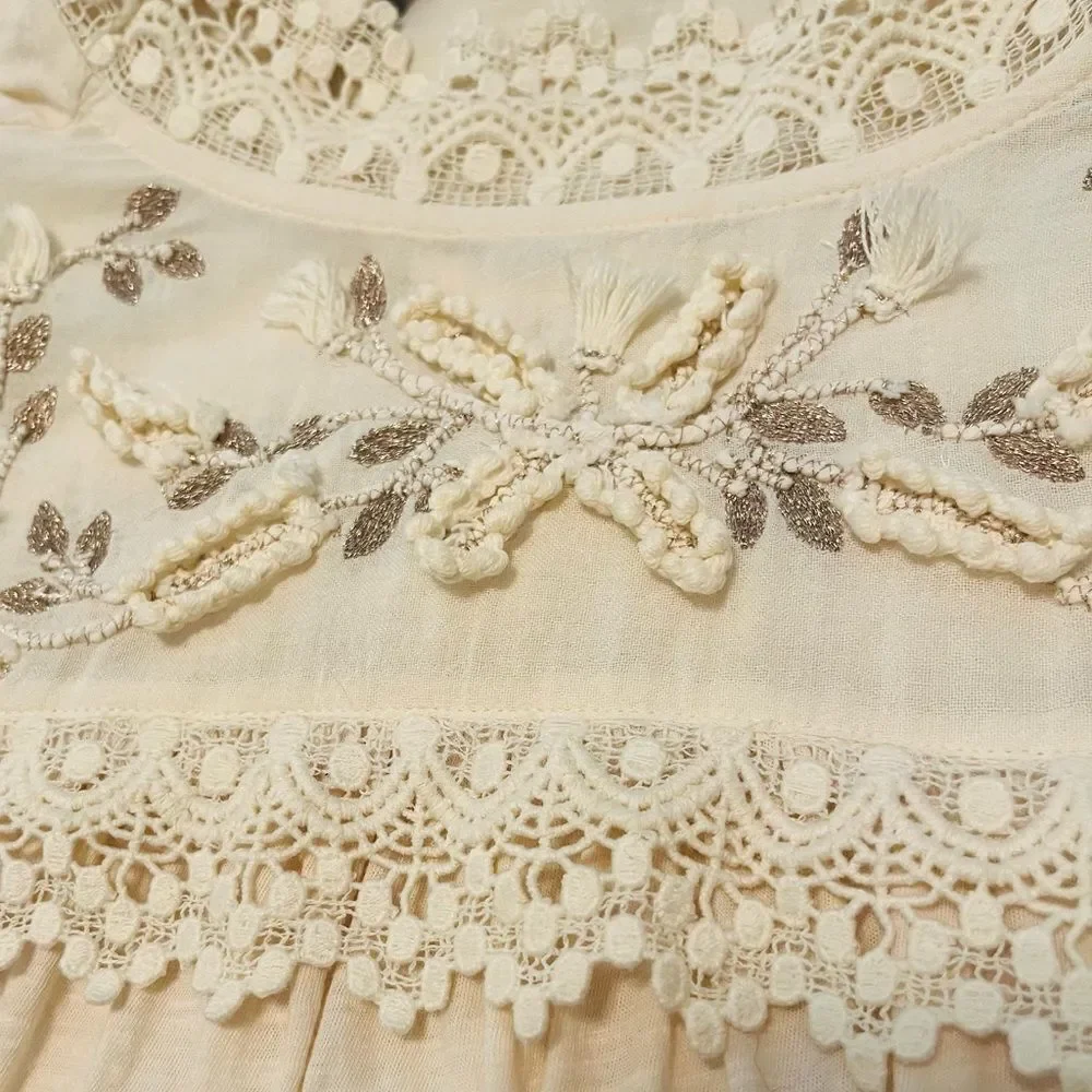 Anthropologie Embellished Sleeve Blouse NWOT